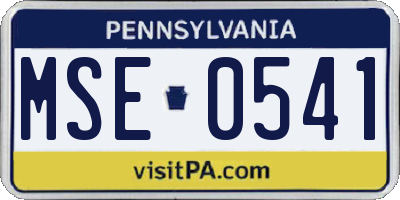 PA license plate MSE0541