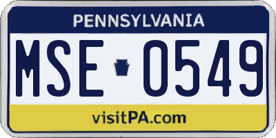 PA license plate MSE0549