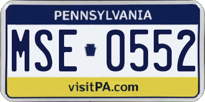 PA license plate MSE0552