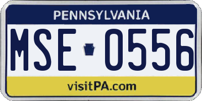 PA license plate MSE0556