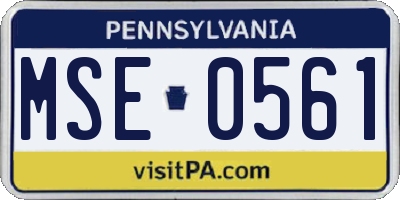 PA license plate MSE0561