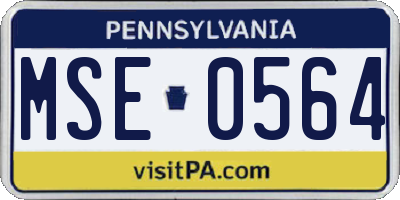 PA license plate MSE0564