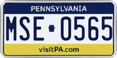 PA license plate MSE0565
