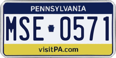PA license plate MSE0571