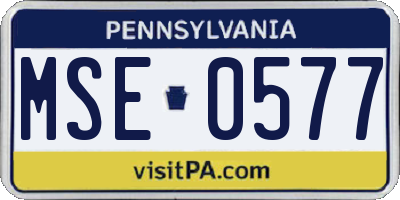 PA license plate MSE0577
