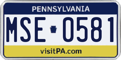 PA license plate MSE0581
