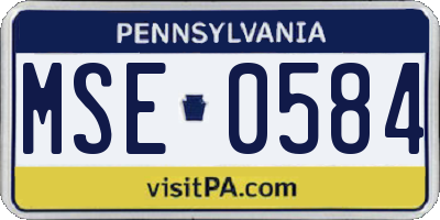 PA license plate MSE0584