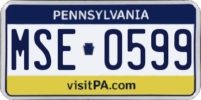 PA license plate MSE0599