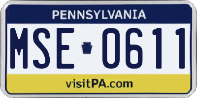 PA license plate MSE0611
