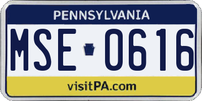 PA license plate MSE0616