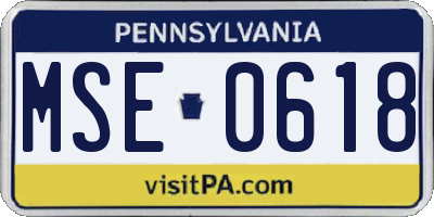 PA license plate MSE0618