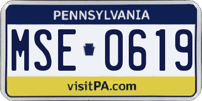 PA license plate MSE0619