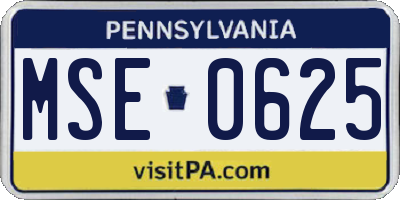 PA license plate MSE0625