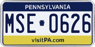 PA license plate MSE0626