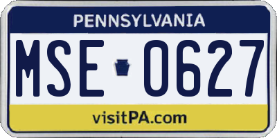 PA license plate MSE0627