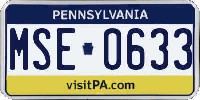 PA license plate MSE0633