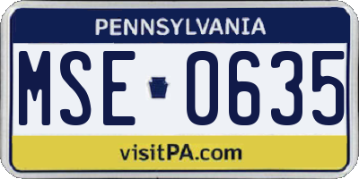 PA license plate MSE0635