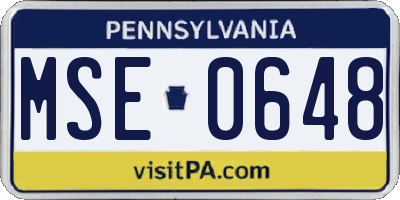 PA license plate MSE0648