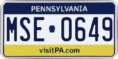 PA license plate MSE0649
