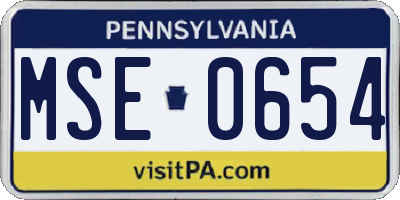 PA license plate MSE0654