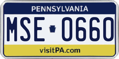PA license plate MSE0660