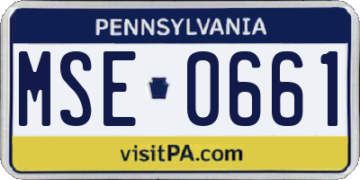 PA license plate MSE0661
