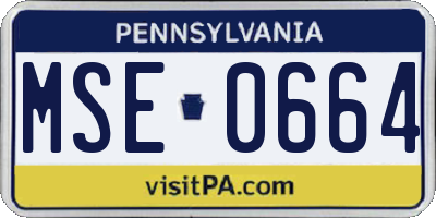 PA license plate MSE0664