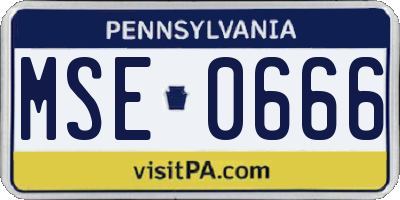 PA license plate MSE0666