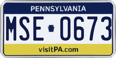 PA license plate MSE0673