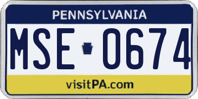 PA license plate MSE0674