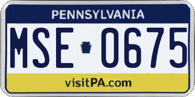 PA license plate MSE0675