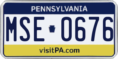 PA license plate MSE0676