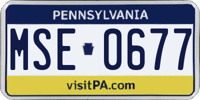 PA license plate MSE0677