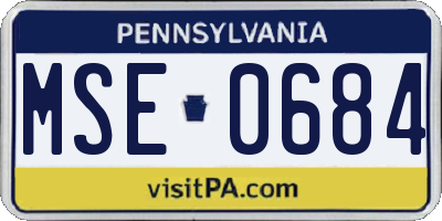 PA license plate MSE0684
