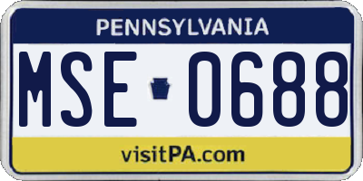 PA license plate MSE0688