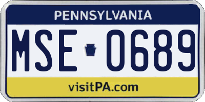 PA license plate MSE0689