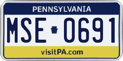 PA license plate MSE0691