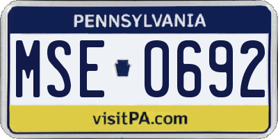 PA license plate MSE0692