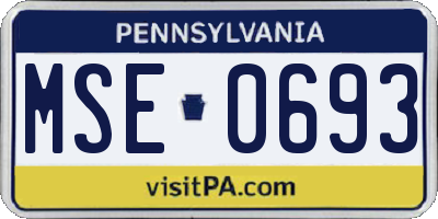 PA license plate MSE0693