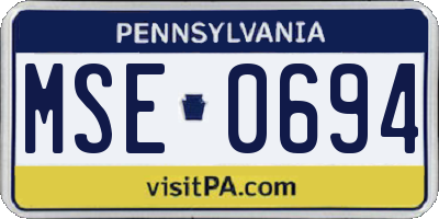 PA license plate MSE0694