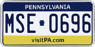 PA license plate MSE0696
