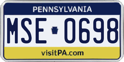 PA license plate MSE0698
