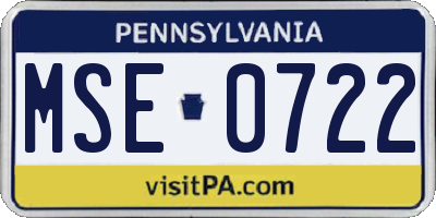 PA license plate MSE0722