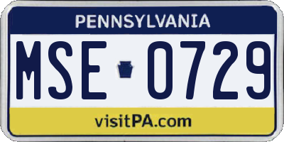 PA license plate MSE0729