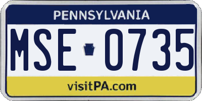 PA license plate MSE0735