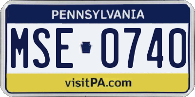 PA license plate MSE0740