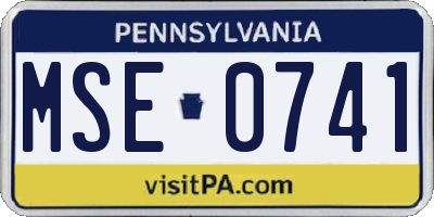 PA license plate MSE0741