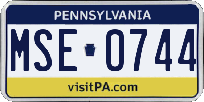 PA license plate MSE0744