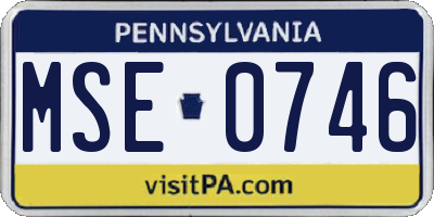 PA license plate MSE0746