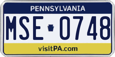 PA license plate MSE0748